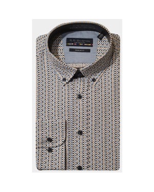 Bos Bright Blue R.b. boston casual hemd lange mouw regular fit cotton 427670/613