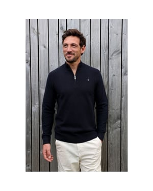 Kultivate 2501080802 crossed half zip 319 dark navy heren trui kultiv