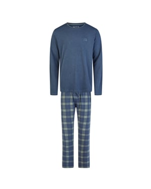 Phil & Co Heren winter pyjama set lang interlock donkerblauw geruit