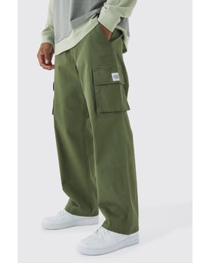 Relaxed Fit Fixed Waist Woven Tab Cargo Trousers