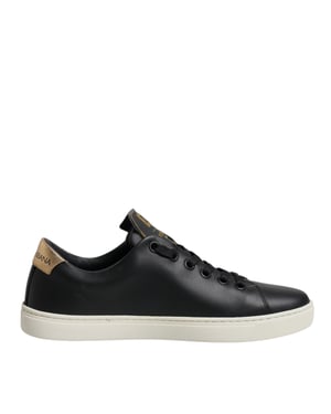 Dolce & Gabbana Zwarte Leren Gouden Rode Hart Sneakers Schoenen