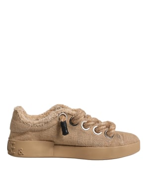 Dolce & Gabbana Bruine Jute Stoffen Lage Sneakers voor Mannen