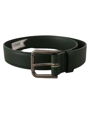 Dolce & Gabbana Army Green Leather Logo Metal Waist Buckle Belt