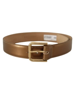 Dolce & Gabbana Bronze Leather Gold Logo Engraved Waist Buckle Belt