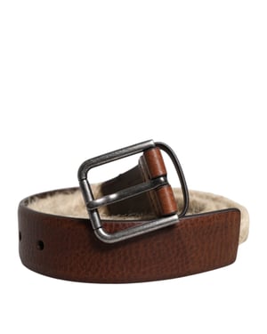 Dolce & Gabbana Brun Jute Läder Vävd Metallspänne Bälte
