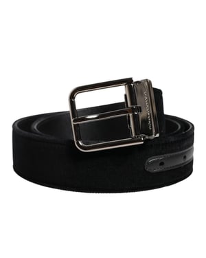 Dolce & Gabbana Zwarte Katoenen Gouden Metalen Gesp Riem