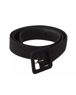 Dolce & Gabbana Black Velvet Leather Logo Waist Buckle Belt