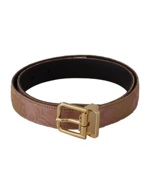 Dolce & Gabbana Rose Gold Leather Logo Engraved Metal Buckle Belt