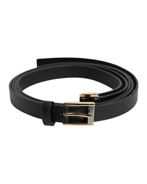 Dolce & Gabbana Zwarte Classic Gouden Metalen Logo Gesp Riem
