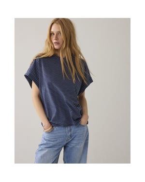 Summum 3s5258-30762 495 top two tone lurex stripe midnightblue