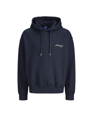 Jack & Jones Jornostalgia typo sweat hood navy
