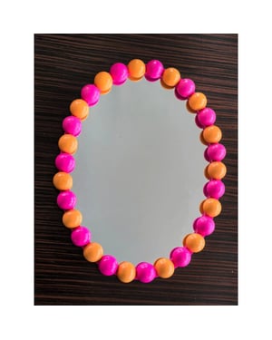 House Vitamin Mirror oval bubbles neon pink/orange- 29x22.5cm