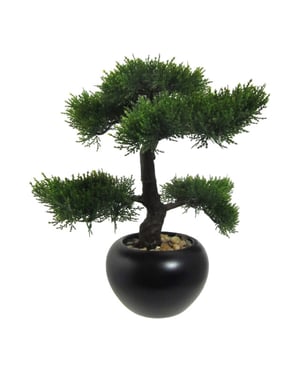 Kopu ® kunstplant bonsai ceder 37 cm met zwarte pot bonsai boompje
