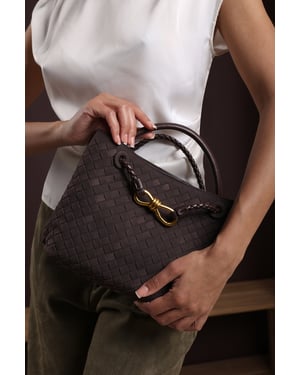 Wheres That From Womens 'Luna' Woven Faux Leather Tote Bag With Gold Detail