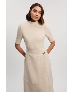 Petite Figure Form Bandage Asymmetric Knit Midi Dress