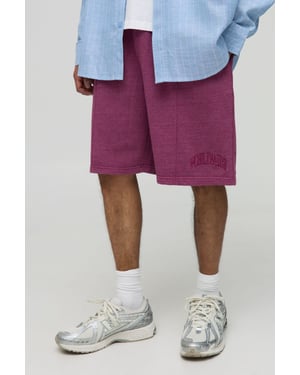 Baggy Fit Washed Worldwide Embroidered Short