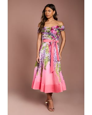 Bardot Pleated Floral Printed Midi Dress
