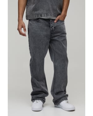 Straight Flared Washed Jeans With Let Down Hem