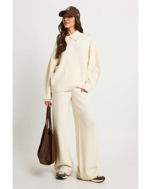 Super Soft Crew Neck Knitted Chunky Cardigan and Wide Leg Trouser Co-Ord