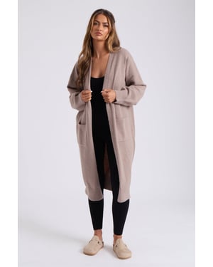 MINK LONGLINE PATCH POCKET CARDI