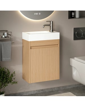 Mirlux Toiletmeubel vivo 40cm licht eiken wastafel wit