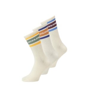 Jack & Jones Heren sportsokken jacnice tennissokken 3-pack crémewit