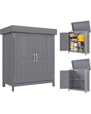 4goodz Tuinkast dubbele deuren en deksel 43x74x88 cm -
