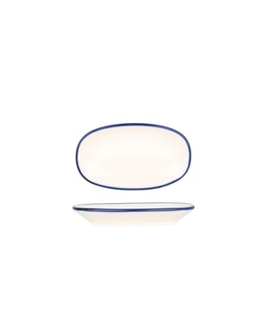 Bonna Serveerschaal linea blue porselein 19x11 cm set van 2