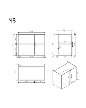 Wasophoogte Keukenkast module n8 pure