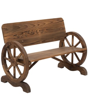 4goodz Tuinbank met armleuning wagenwielen design massief hout