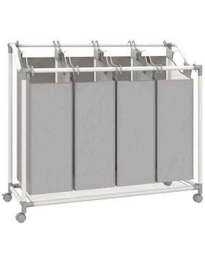 4goodz Wasmand op wielen met 4 compartimenten 160 ltr uitneembare waszak