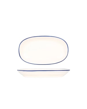 Bonna Serveerschaal linea blue porselein 24x14 cm set van 2