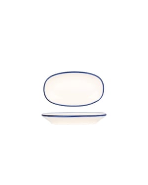 Bonna Serveerschaal linea blue porselein 15x8.5 cm set van 4