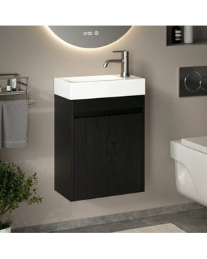 Mirlux Toiletmeubel vivo 40cm zwart eiken wastafel wit