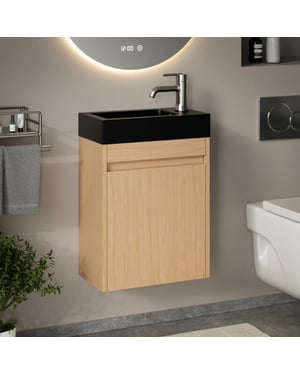 Mirlux Toiletmeubel elen 40cm licht eiken wastafel zwart