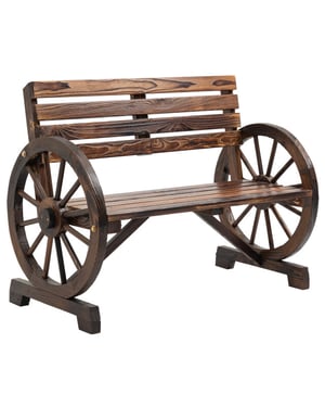 4goodz Tuinbank met armleuning wagenwielen design massief hout