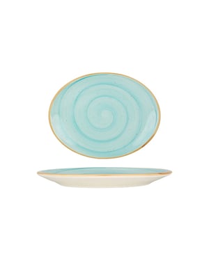 Bonna Serveerschaal aqua porselein 25x19 cm set van 2