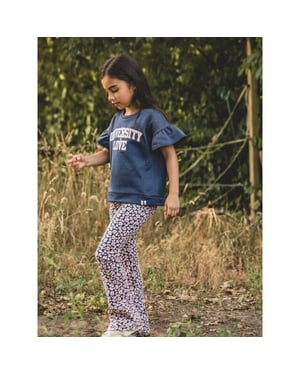 Looxs Revolution Flared broek jaquard blue leopard voor meisjes in de kleur