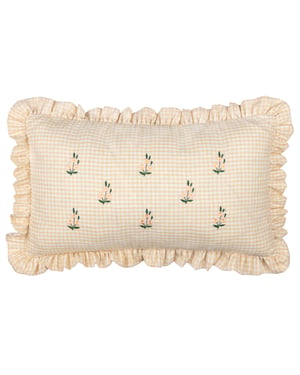 Furn Les Petite Fleurs Gingham Ruffle Feather Filled Cushion