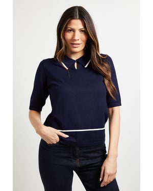 Collared Tipped Knitted T Shirt