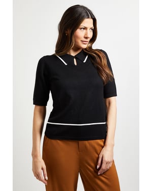 Collared Tipped Knitted T Shirt