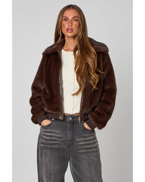 CHOCOLATE Fur Bomber Jacket