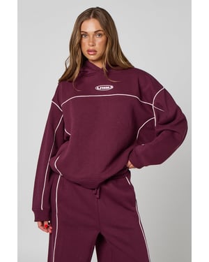 BURGUNDY PIPED HOODIE