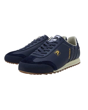 Patrick Mens Liverpool Leather Trainers (Navy/Off White)