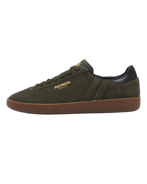 Patrick Mens Monaco Suede Cupsole Trainers (Olive/Black)