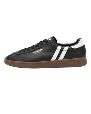 Patrick Mens Monaco Suede Cupsole Trainers (Black/White/Dark Gum)