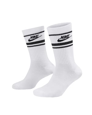 Nike Unisex Volwassen Sportkleding Essentiële Everyday Crew Sokken (Verpakking van 3) (Wit/Zwart)