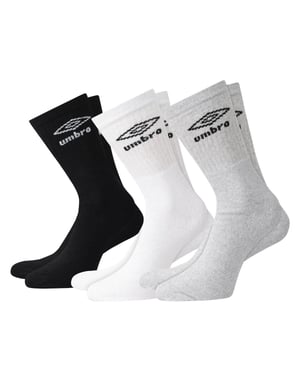 Umbro Herenbemanningsleden Sokken (Pakket van 3) (Zwart/Wit/Grijs)