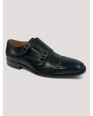 Chapman & Moore Toe Cap Monk Leather Men's Black Shoes