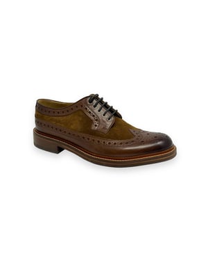 Chapman & Moore Longwing Brogue Leather/Suede Men's Mahogany/Tobacco Shoes